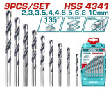 Total 9-Piece HSS 4341 Twist Drill Bit Set 2–10mm - TACSD0095