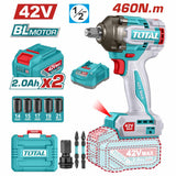 Total 42V Brushless Cordless Impact Wrench Kit with 600Nm Breakaway Torque - TIWLI42462