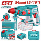 Total 42V Brushless Cordless Rotary Hammer Kit 24mm with 2.4J Impact Energy - TRHLI422482