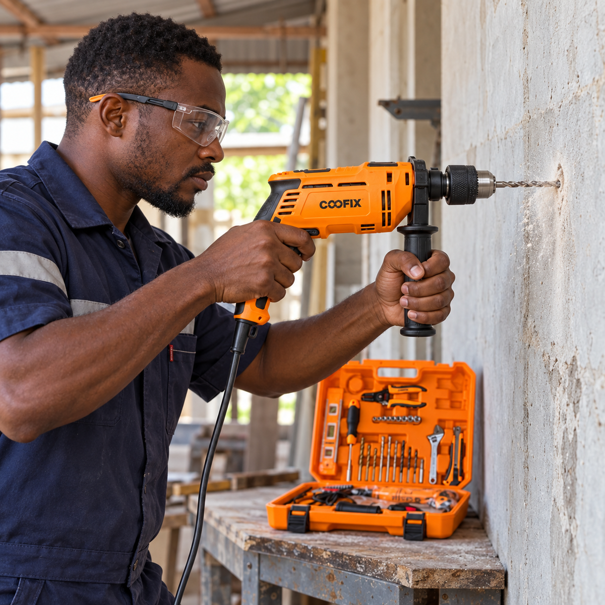 Coofix 114-Piece Tool Set with 710W Electric Impact Drill - 27351
