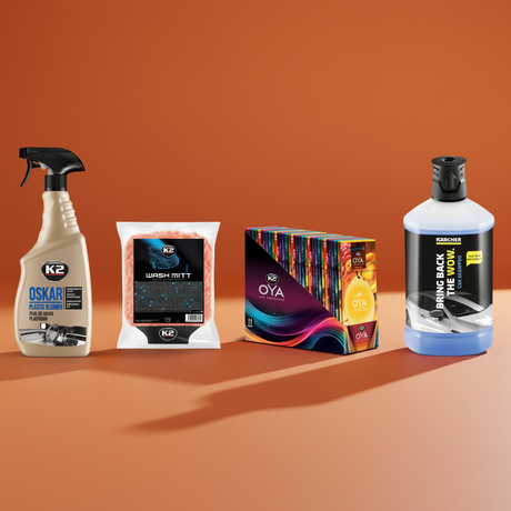 Ultimate Clean Ride Kit - Karcher Car Shampoo, K2 Mitt, Interior Cleaner, Air Freshener