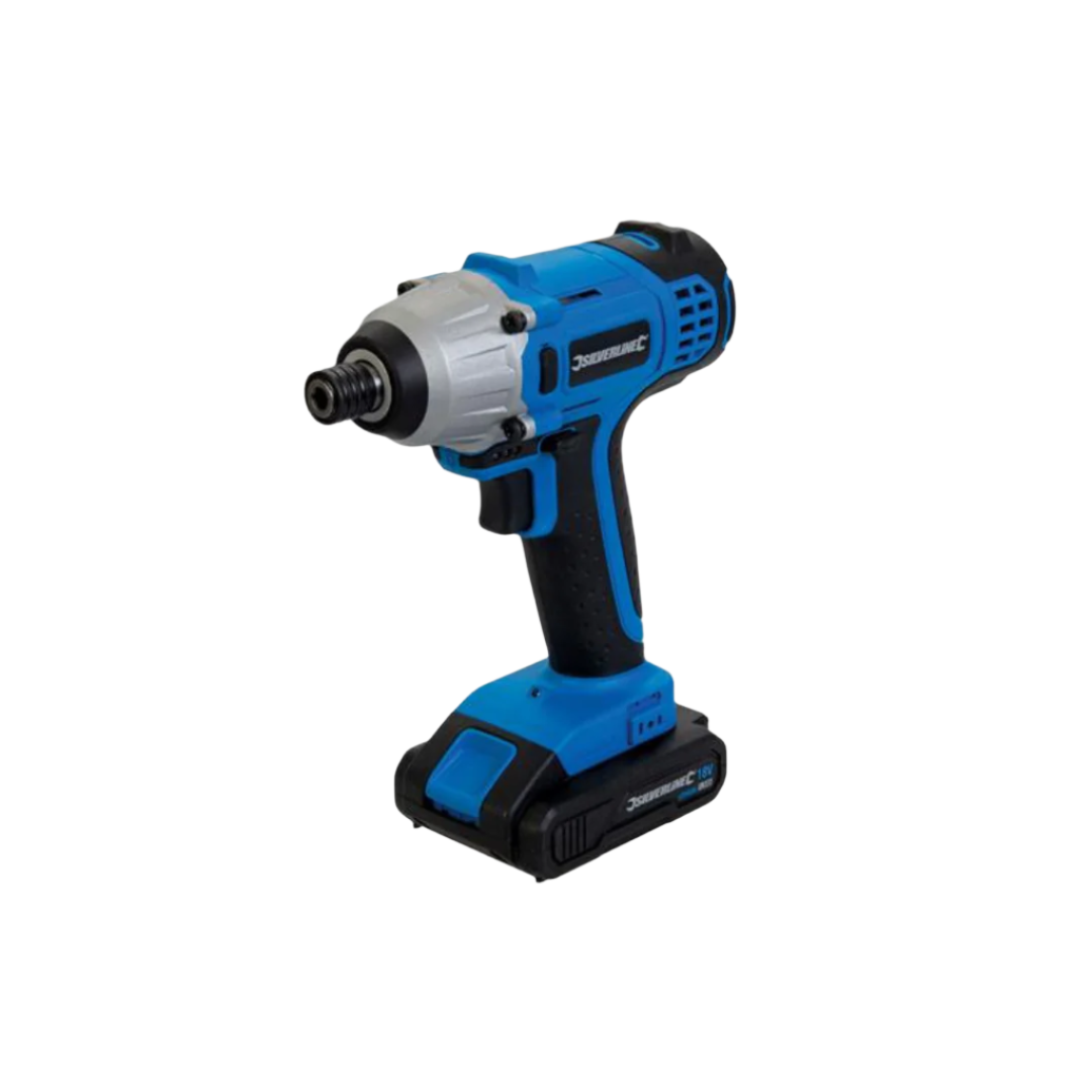 Silverline 1⁄4” Lithium-Ion Cordless Impact Driver 18V With Two 1.5Ah Batteries - 996048