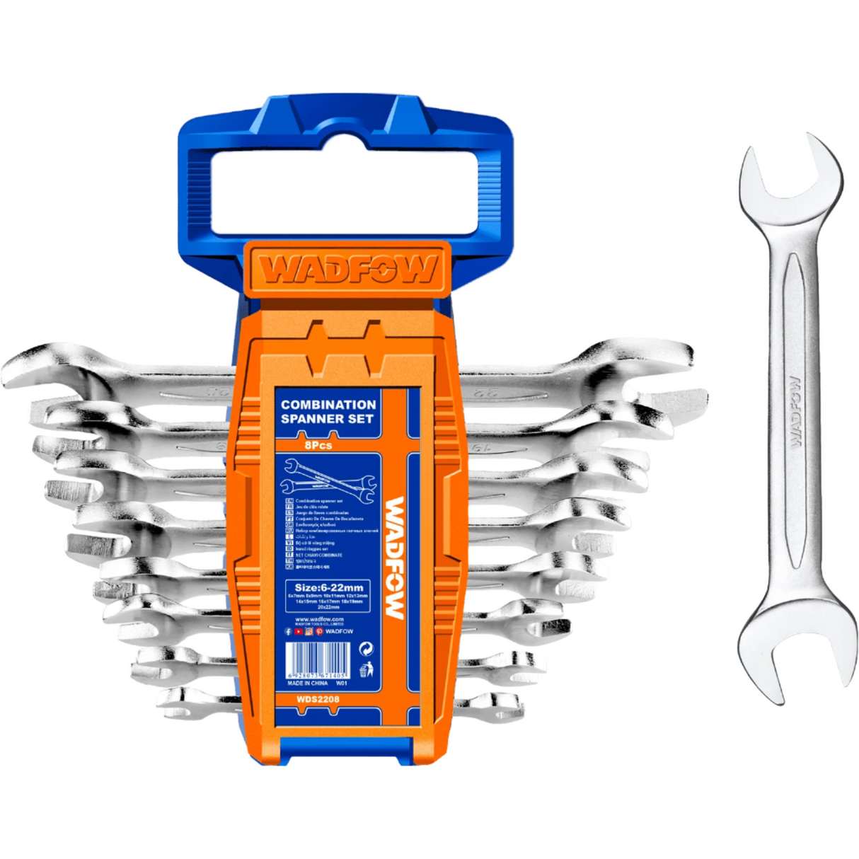 Wadfow 8 Pieces Double Open End Spanner Set  - WDS2208