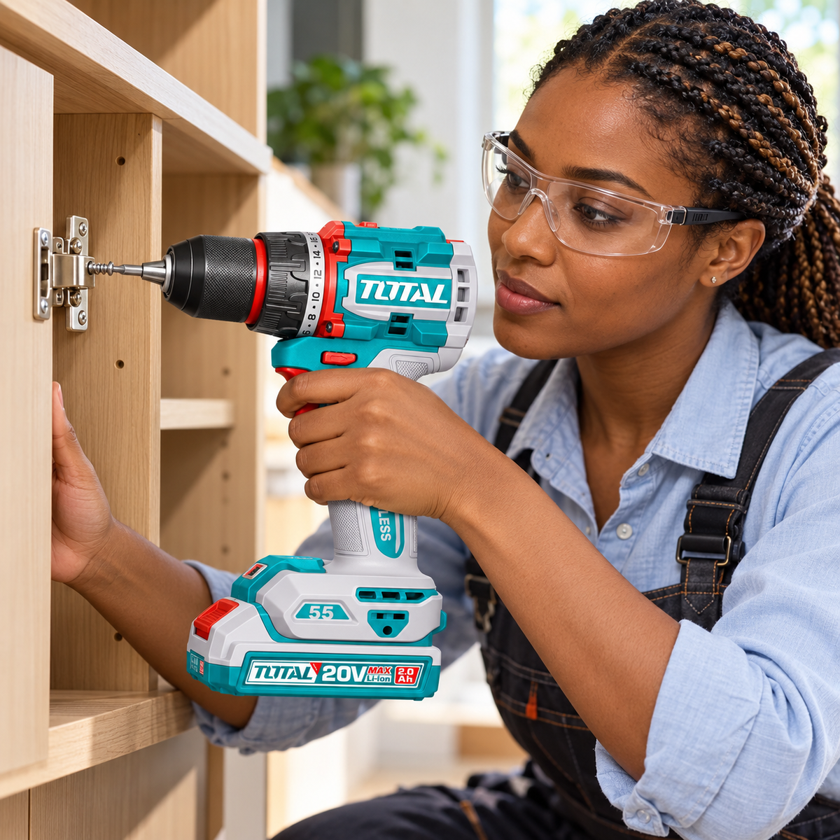 Total 20V Compact Brushless Cordless Drill Kit with 55Nm Maximum Torque - TDLI205582