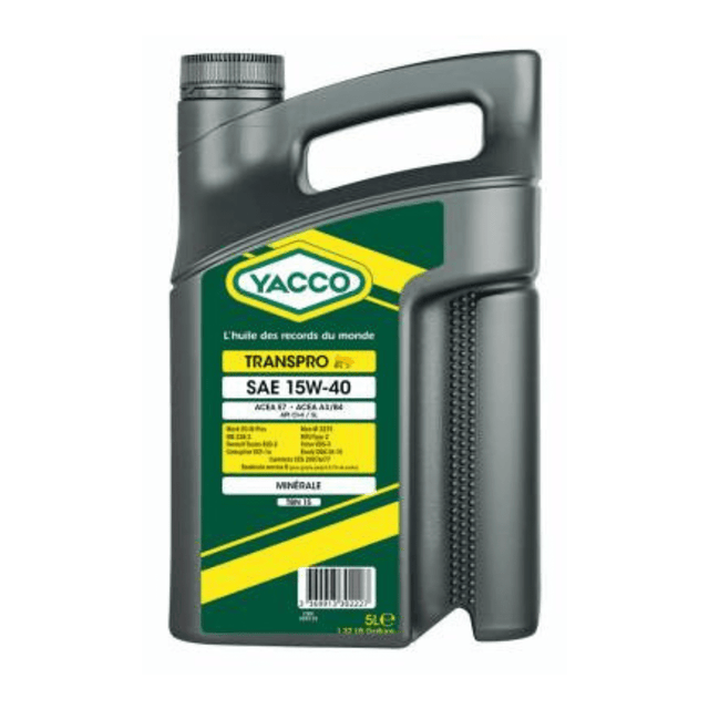 Yacco Premium Mineral Engine Oil 5L/20L/208L- TRANSPRO 15 SAE 15W40 Auto Supply Master