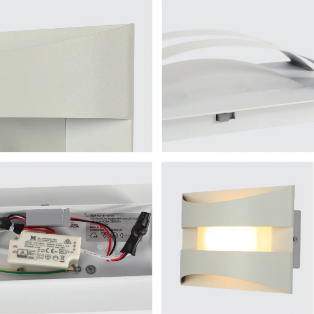 Contemporary Dual-Arc White LED Wall Sconce