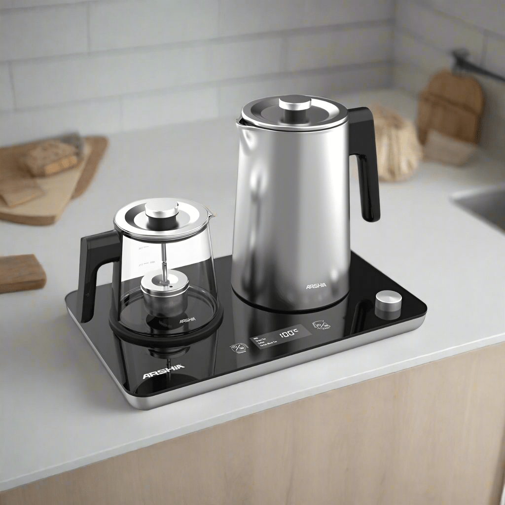 Arshia Electric Kettle Arshia Tray Electric Kettle With Glass Tea Pot 1.7L - T050-3067