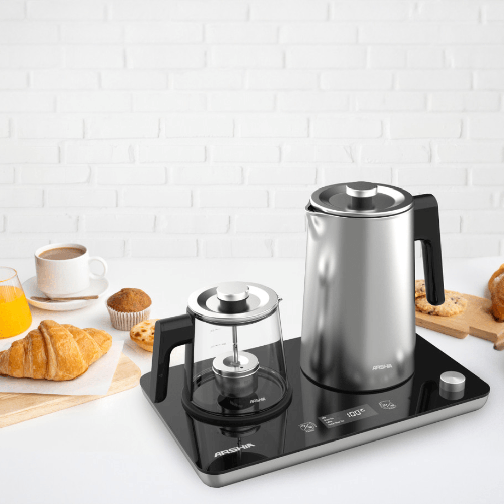 Arshia Electric Kettle Arshia Tray Electric Kettle With Glass Tea Pot 1.7L - T050-3067