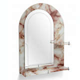 Semi Arc Bathroom Mirror with Double Shelves  70x50cm