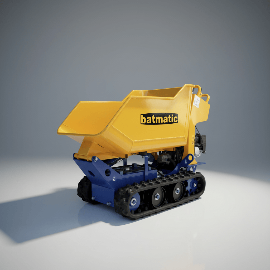 Batmatic Construction Equipment Batmatic 600kg Capacity Hydraulic Tracked Mini Dumper with Honda GX200 5.5HP Petrol Engine & Manual Start - PR600