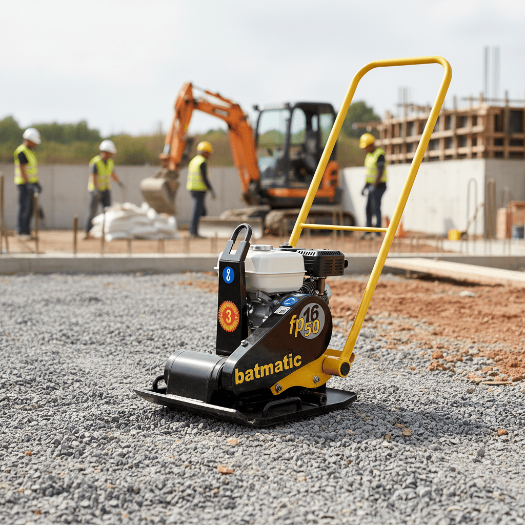 Batmatic Construction Equipment Batmatic 90kg Forward Plate Compactor 16kN with Honda GX160 4.8HP Gasoline Engine & 500mm Plate - FPH1650