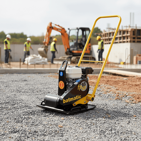 Batmatic Construction Equipment Batmatic 90kg Forward Plate Compactor 16kN with Honda GX160 4.8HP Gasoline Engine & 500mm Plate - FPH1650