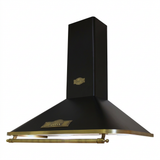 Black-and-brass cooker hood on a white background