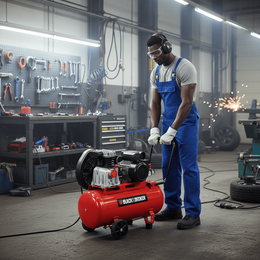 Black & Decker Compressor & Air Tool Accessories Black & Decker 50L Belt-Driven Air Compressor with 2HP Motor, 10 Bar Pressure & 250L/min Air Delivery - CP50/2