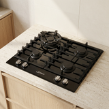 Black Kaiser gas hob installed in a premium kitchen