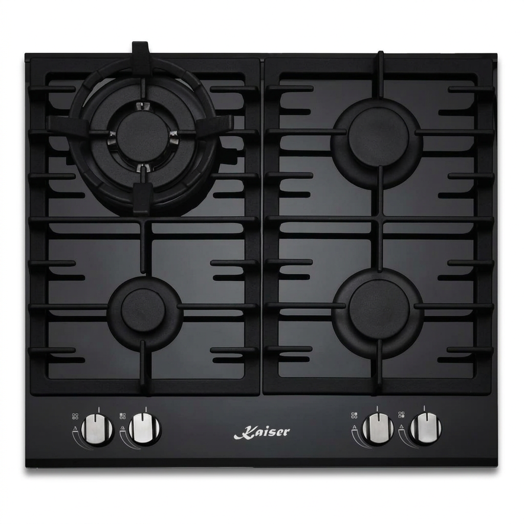 Black Kaiser Grand Chef Turbo 60cm gas hob on white
