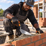 Black professional mason using the Coofix masonry trowel