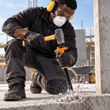 Black professional mason using the Coofix pointed cold chisel