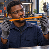 Black professional technician assessing a hacksaw blade