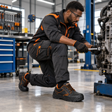 Black professional technician wearing Coofix safety shoes