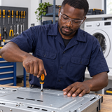 Black technician using a Coofix short-handled screwdriver