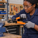 Black technician using the Coofix mini bolt cutter