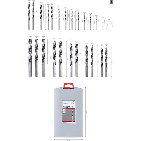 Bosch Drill Bits Bosch 25 Pieces Point-TEQ HSS Drill Bit 1-13mm - 2608577352