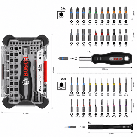 Bosch Drill Bits Bosch 42 Pieces Precision Screwdriver Bit Set – 2607002835