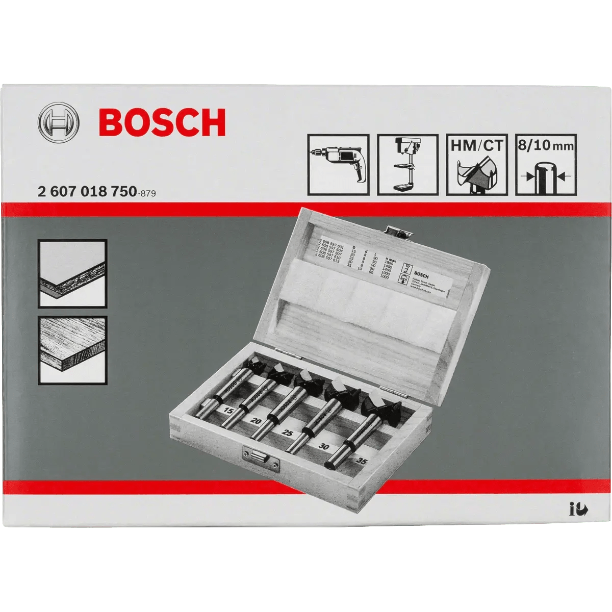 Bosch Router Bits Bosch 5 Pieces Tungsten Carbide Hinge Cutting Bit - 2607018750