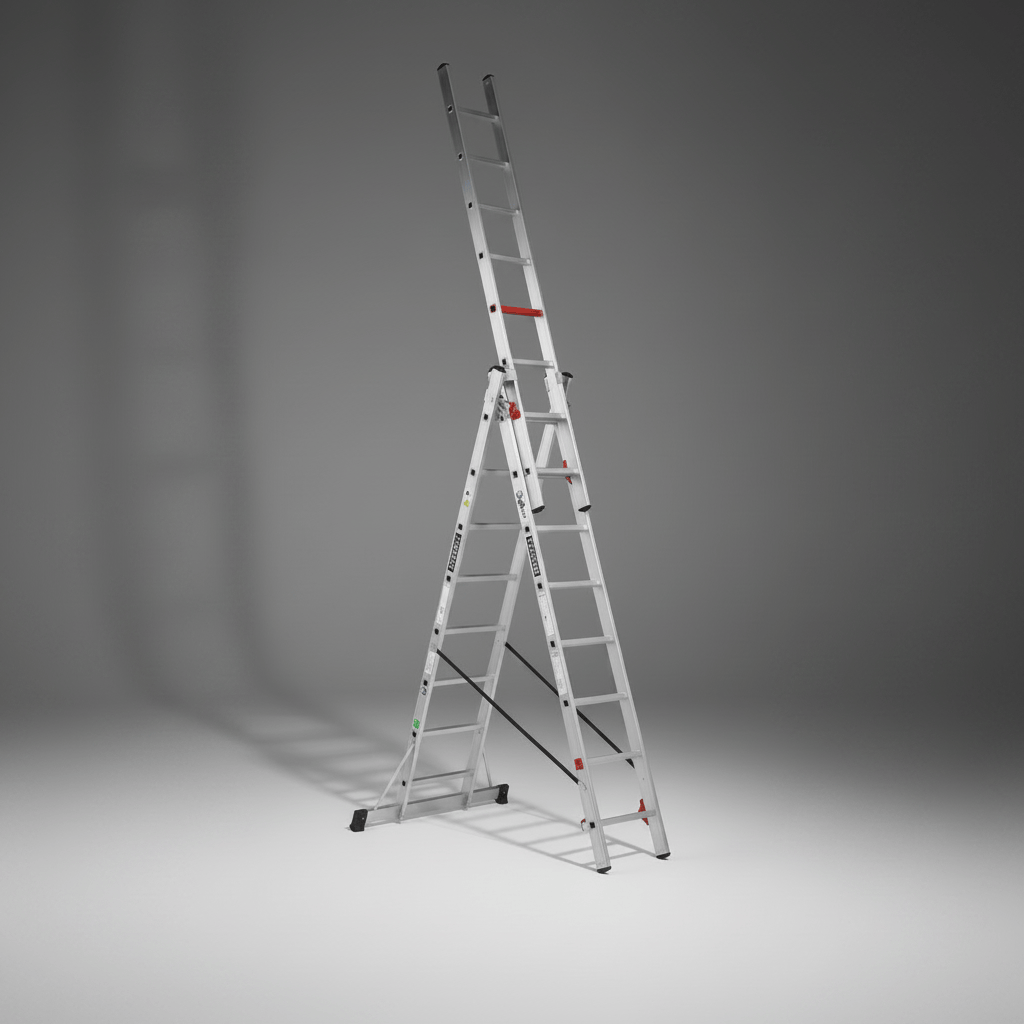 Cagsan Ladder & Access Equipment Cagsan 3-Section Combination Aluminium Ladder for A-Frame & Extension Use | TrioCombi Series