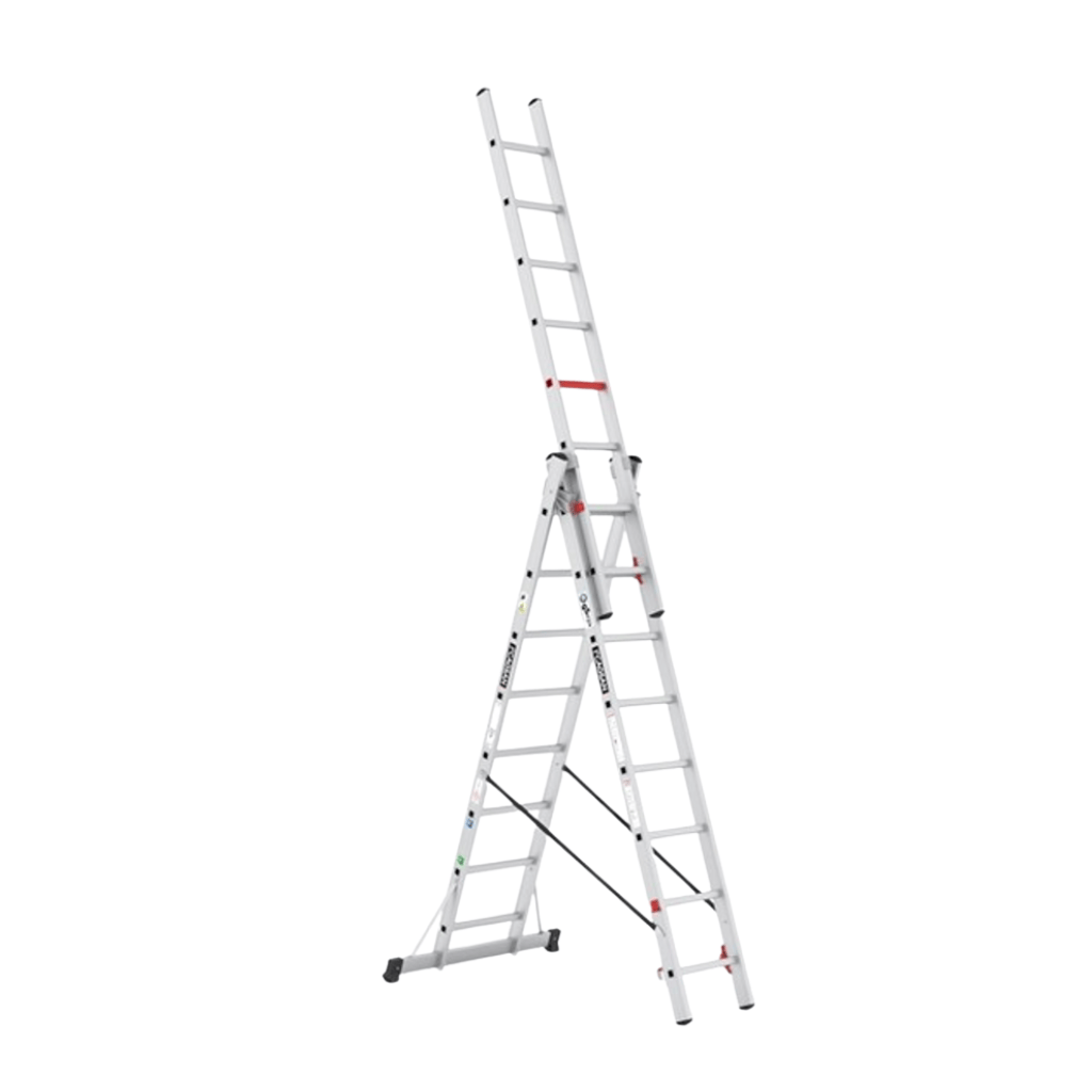 Cagsan Ladder & Access Equipment Cagsan 3-Section Combination Aluminium Ladder for A-Frame & Extension Use | TrioCombi Series