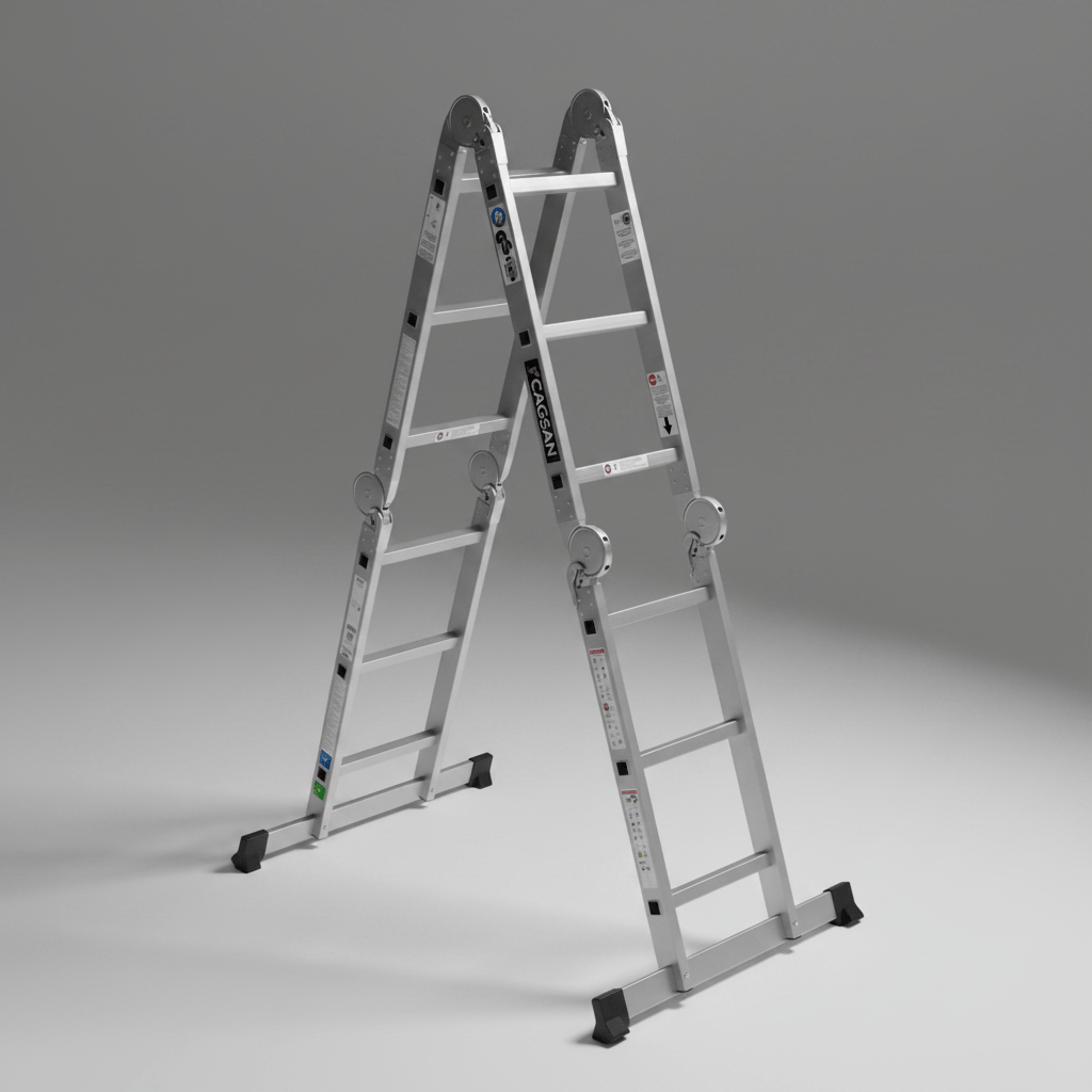 Cagsan Ladder & Access Equipment Cagsan 4-Section Multi-Purpose Folding Aluminium Ladder | Hercules Series