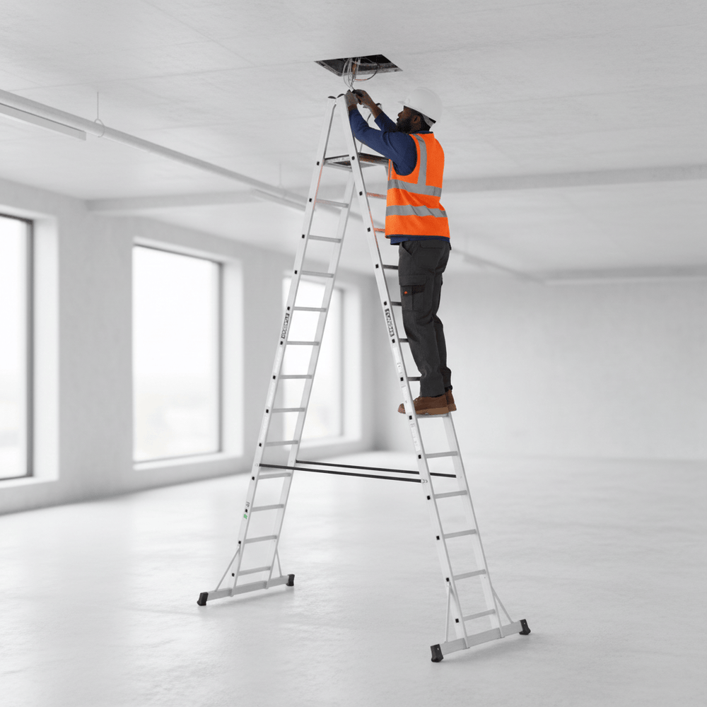 Cagsan Ladder & Access Equipment Cagsan A-Type Aluminium Platform Ladder with Non-Slip Wooden Platform | Plato Series