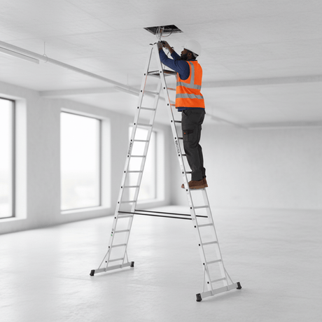 Cagsan Ladder & Access Equipment Cagsan A-Type Aluminium Platform Ladder with Non-Slip Wooden Platform | Plato Series