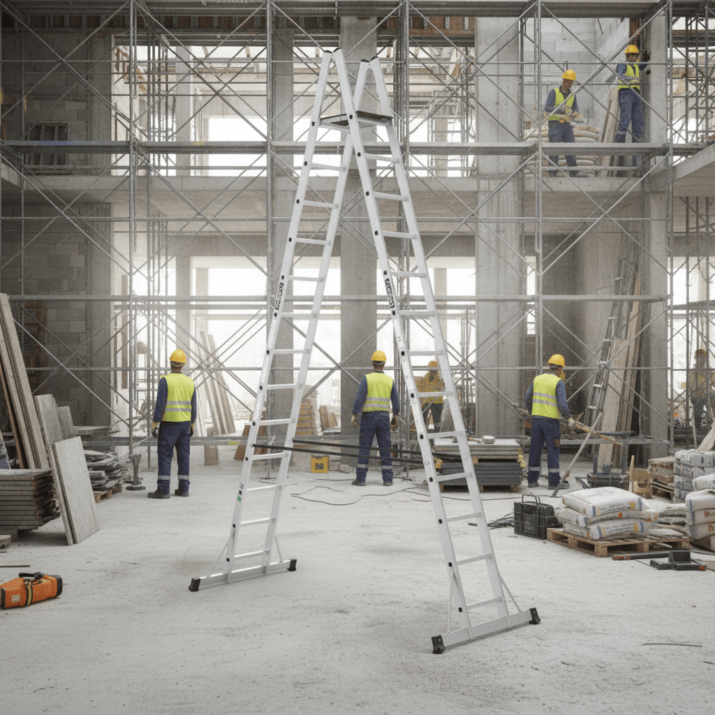 Cagsan Ladder & Access Equipment Cagsan A-Type Aluminium Platform Ladder with Non-Slip Wooden Platform | Plato Series