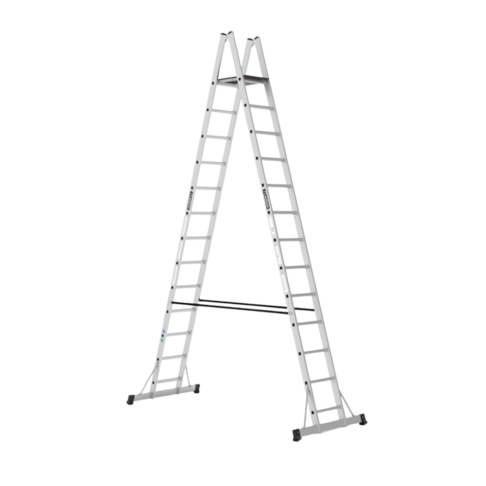 Cagsan Ladder & Access Equipment Cagsan A-Type Aluminium Platform Ladder with Non-Slip Wooden Platform | Plato Series