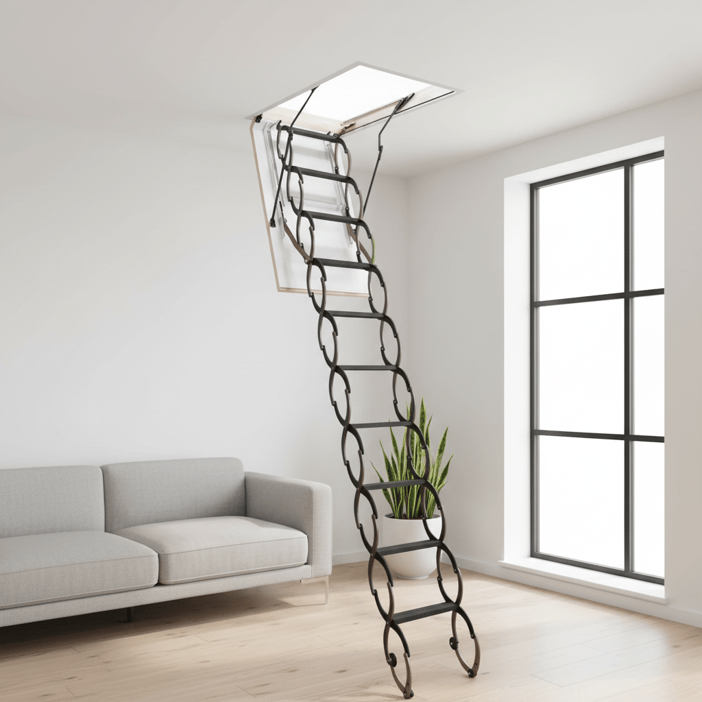 Cagsan Ladder & Access Equipment Cagsan Armon 11-Step Steel Scissor Loft Ladder with 70 × 100cm Frame & 2.8m Reach - CM-CM-70X100