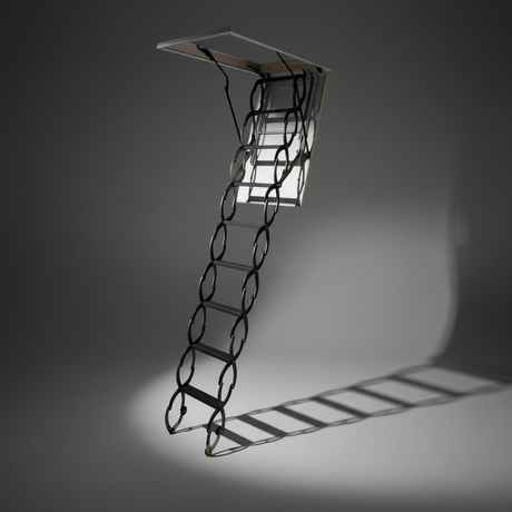 Cagsan Ladder & Access Equipment Cagsan Armon 11-Step Steel Scissor Loft Ladder with 70 × 100cm Frame & 2.8m Reach - CM-CM-70X100