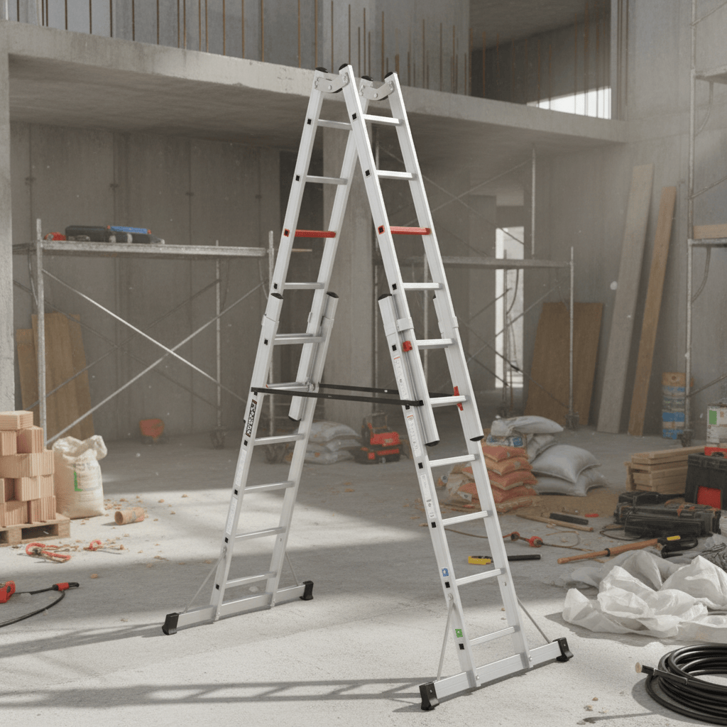 Cagsan Ladder & Access Equipment Cagsan Double-Sided Aluminium Ladder with Adjustable Side Sections | Doublex Series