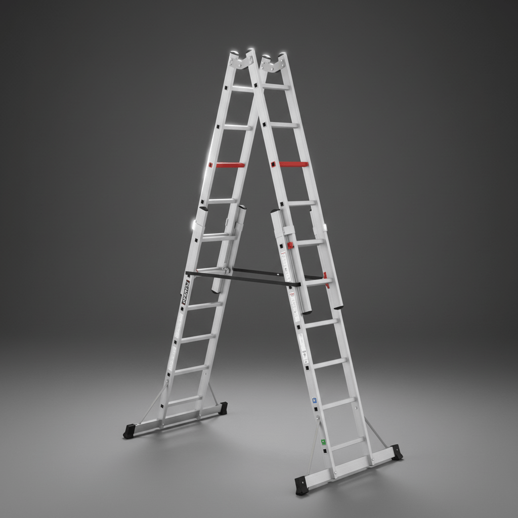 Cagsan Ladder & Access Equipment Cagsan Double-Sided Aluminium Ladder with Adjustable Side Sections | Doublex Series