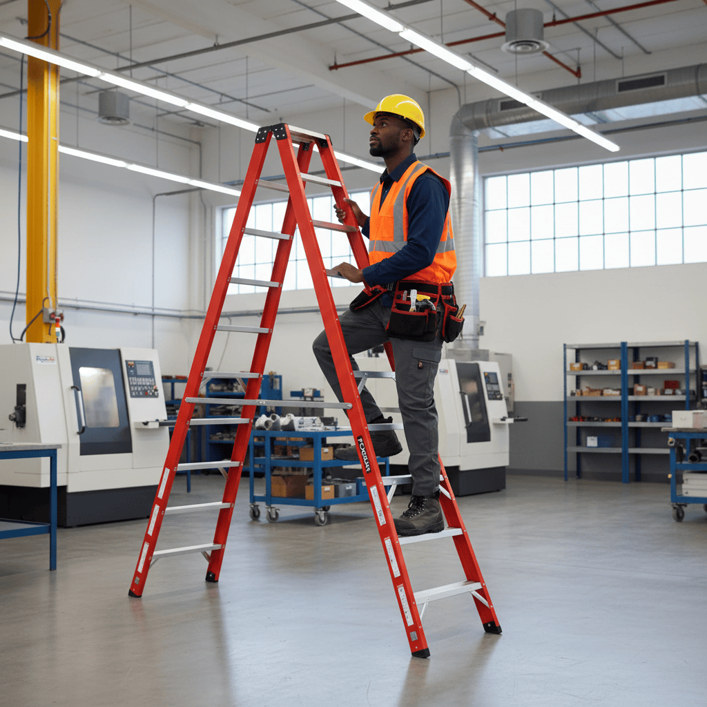 Cagsan Ladder & Access Equipment Cagsan Double-Sided Fibreglass Step Ladder with Wide Rungs | Fibero Series