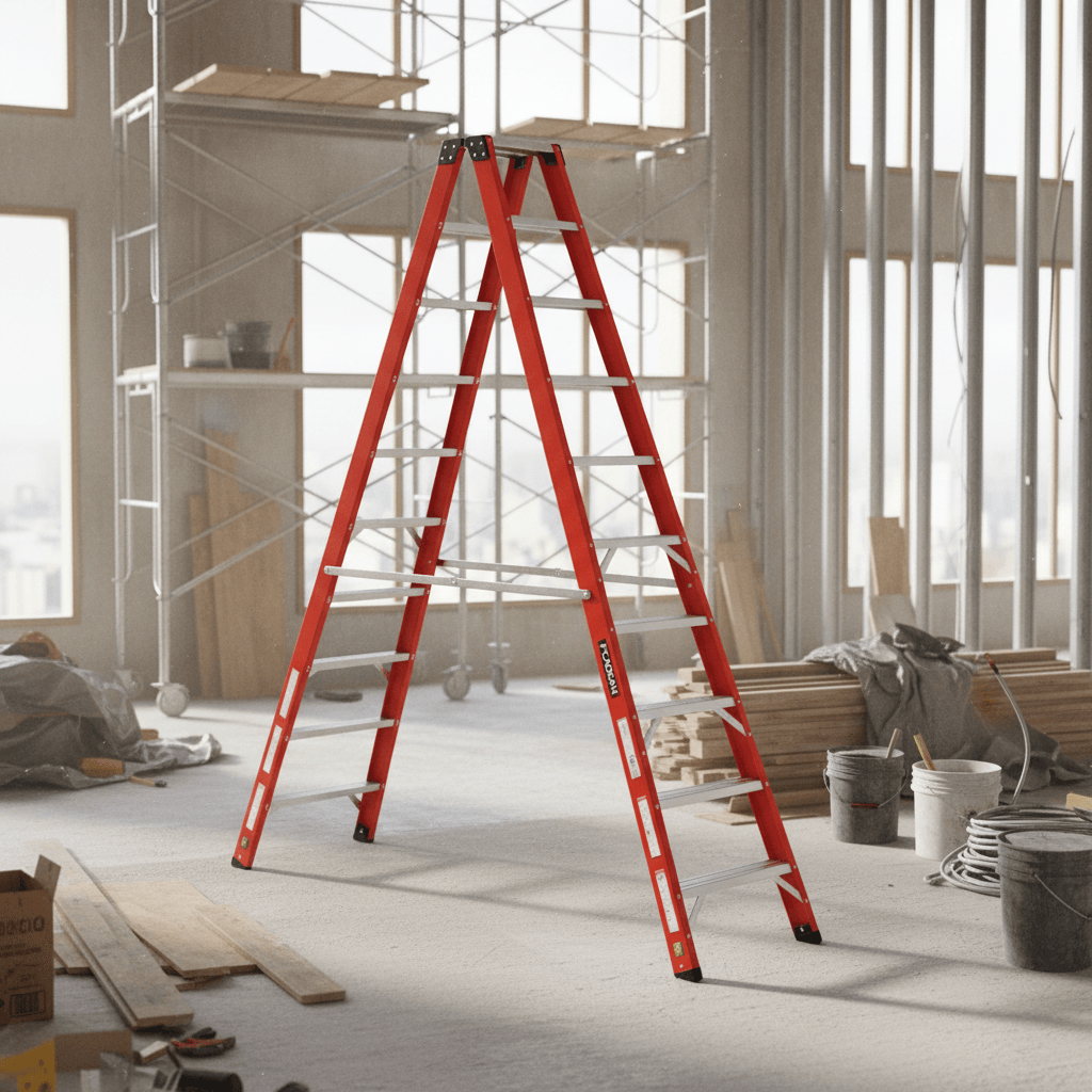 Cagsan Ladder & Access Equipment Cagsan Double-Sided Fibreglass Step Ladder with Wide Rungs | Fibero Series