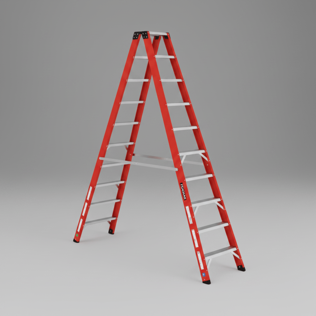 Cagsan Ladder & Access Equipment Cagsan Double-Sided Fibreglass Step Ladder with Wide Rungs | Fibero Series