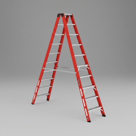 Cagsan Ladder & Access Equipment Cagsan Double-Sided Fibreglass Step Ladder with Wide Rungs | Fibero Series