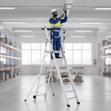 Cagsan Ladder & Access Equipment Cagsan Folding Aluminium Platform Ladder with Guardrails & Wheels | Key-Pro Series