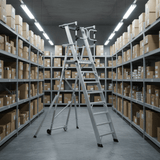Cagsan Ladder & Access Equipment Cagsan Folding Aluminium Platform Ladder with Guardrails & Wheels | Key-Pro Series