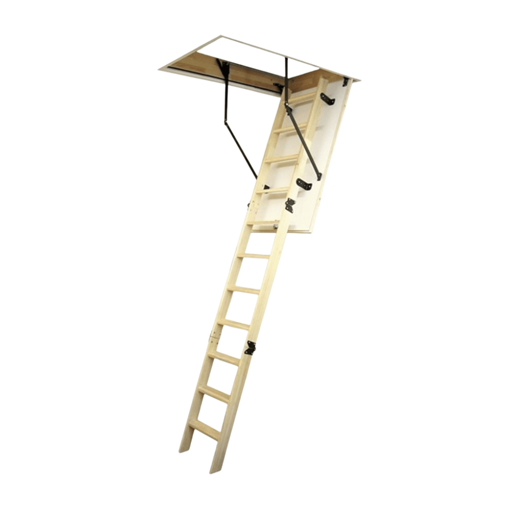 Cagsan Ladder & Access Equipment Cagsan Legna 11-Step Folding Wooden Loft Ladder with 70 × 110cm Frame & 2.8m Reach - CM-CM01-70X110B