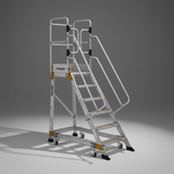 Cagsan Ladder & Access Equipment Cagsan Mobile Aluminium Platform Ladder with Spring-Loaded Wheels | Springo Series