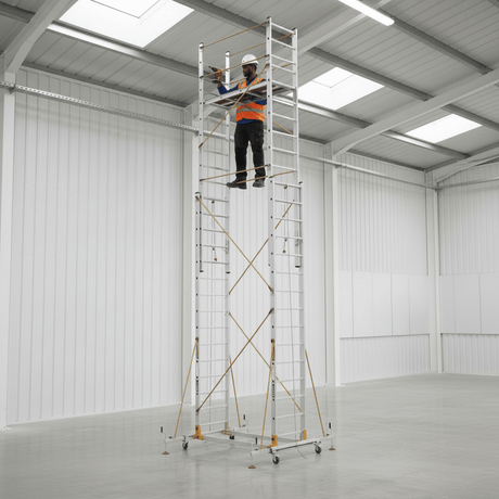 Cagsan Ladder & Access Equipment Cagsan Mobile Aluminium Scaffold with Rope-Pulley Height Adjustment | TeleSafe XL Series