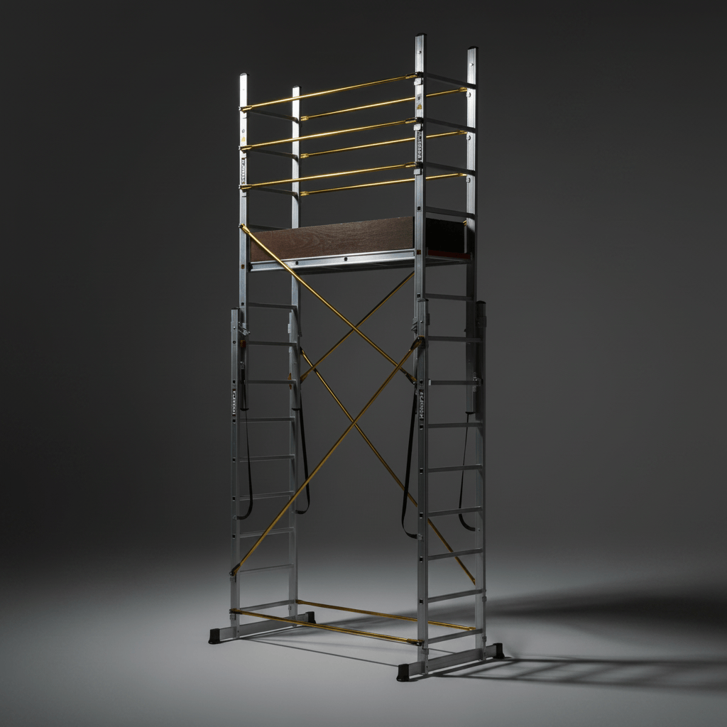 Cagsan Ladder & Access Equipment Cagsan PolySafe 2 × 8 Multi-Purpose Aluminium Scaffold Ladder with Adjustable Platform - CM-PL003